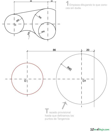 4 Ejercicios prácticos de tangencias 10 en dibujo