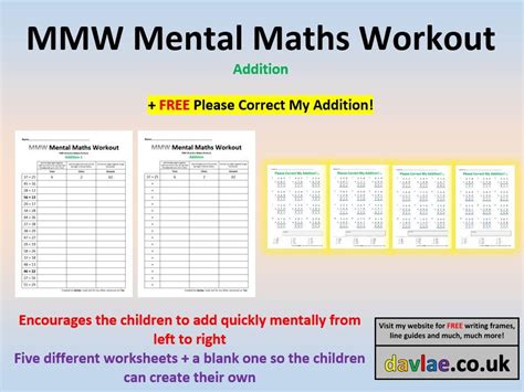 mental maths workout addition teaching resources