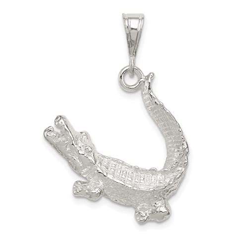 925 Sterling Silver Alligator Pendant Charm Necklace Animal Crocodile