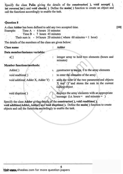 Computer Science Theory 2016 2017 ISC Commerce Class 12 Question