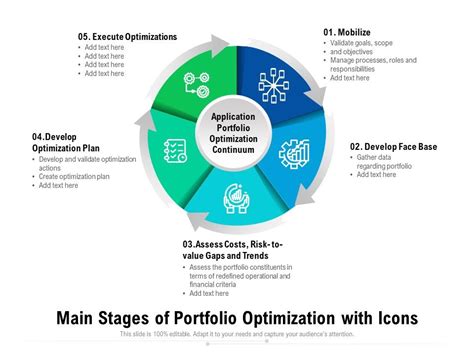 Main Stages Of Portfolio Optimization With Icons Ppt Powerpoint