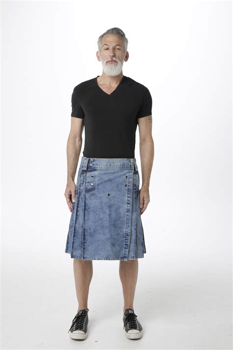 Stonewash Blue Denim Kilt Kilt Modern Kilts Utility Kilt