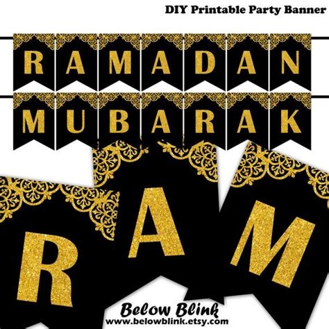 Ramadan Mubarak Banner Gold Black Royal Garland Bunting Islamic