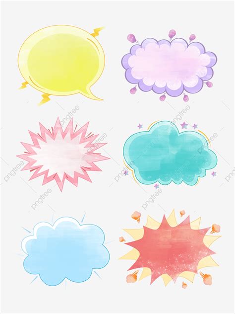 Explosion Cloud Dialogue Watercolor Cartoon Bubble Hand Drawn Fresh