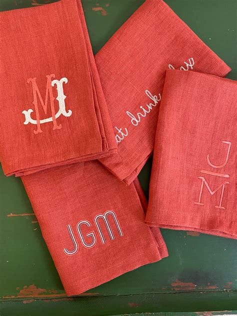 Monogrammed Linen Dinner Napkins Personalized Custom Etsy