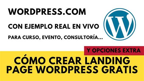 Cómo crear Landing Page GRATIS con WordPress YouTube