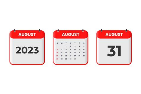 August 2023 calendar design. 31st August 2023 calendar icon for schedule, appointment, important ...