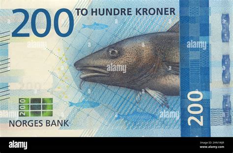 Two Hundred 200 Crown Banknote Norwegian Krone Nok Norway