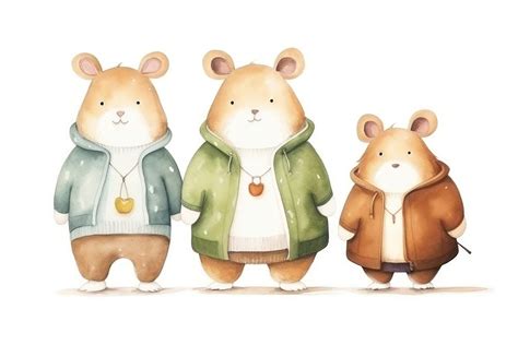 Hamster family animal figurine cartoon. | Free Photo Illustration - rawpixel