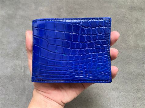 Blue Genuine Alligator Belly Leather Skin Men S Bifold Wallet Luxury