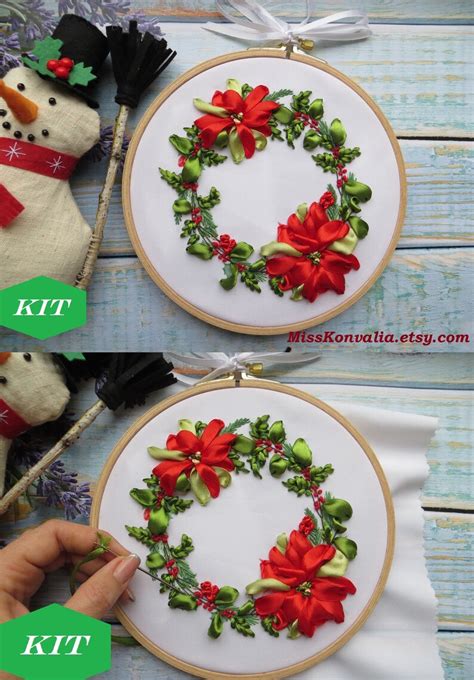 Silk Ribbon Embroidery Kit Diy Beginner Wall Art Tutorial Etsy