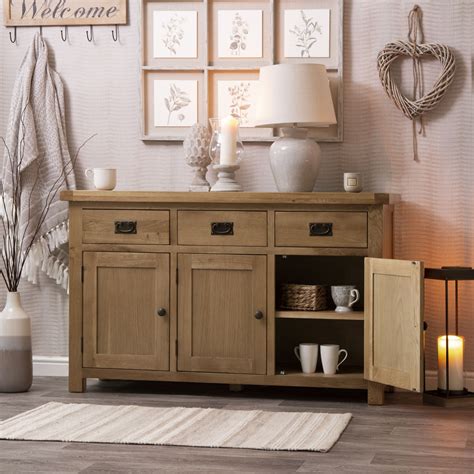 Winchester Oak 3 Door 3 Drawer Sideboard | Rustic oak furniture, Furniture outlet, Furniture