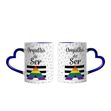 Caneca Coração Azul Bandeira do Orgulho Aliado LGBTQIA Talysma