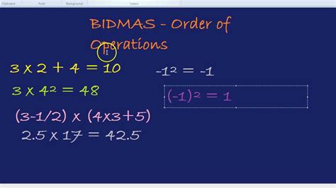 Bidmas Order Of Operations Youtube