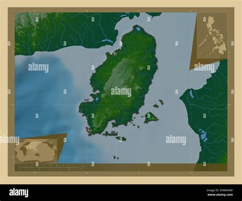 Guimaras Province Of Philippines Colored Elevation Map With Lakes And