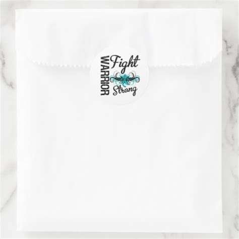 Warrior Fight Strong Ovarian Cancer Classic Round Sticker Zazzle