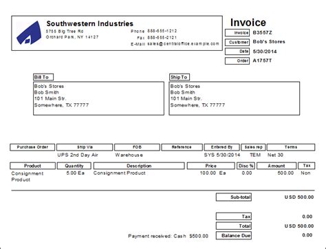 Consignment Invoice Template Free