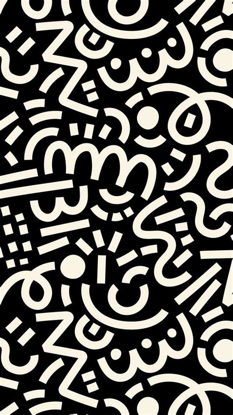 Phone Wallpaper Memphis Pattern Black Free Photo Rawpixel Black