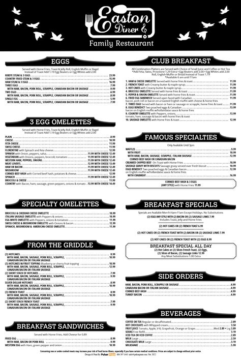 Our Menu - Easton Diner MD