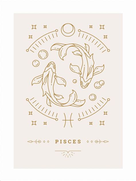 Plakat Stylowy Zodiak Ryby Zodiac Signs Pisces Pisces Zodiac