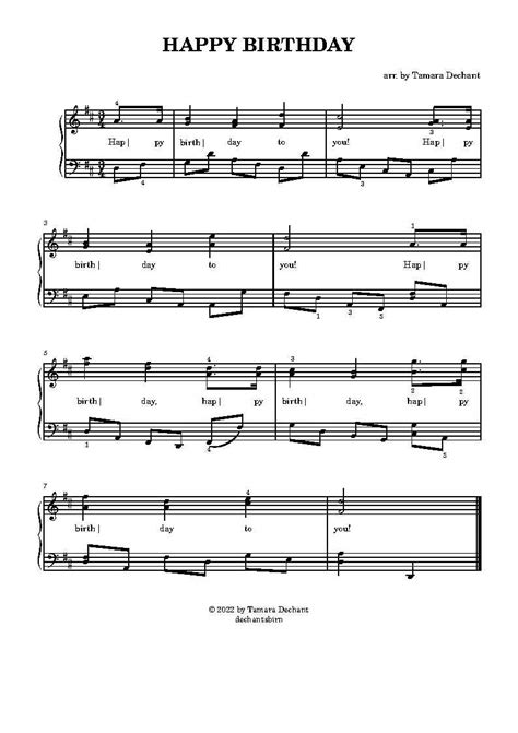 Happy Birthday Piano Music Sheet Intermediate Level Free Pdf