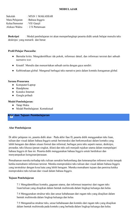Modul Ajar 2 Itu Alur Dan Tujuan Pembelajaran Modul Ajar Sekolah Mtsn 1 Makassar Mata