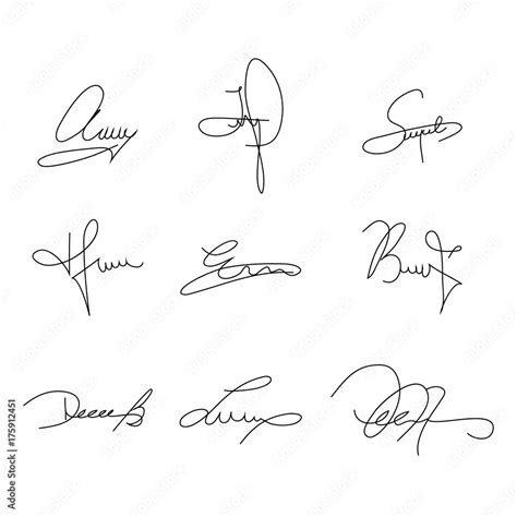 Collection Of Signature Samples To Use In Your Design Vector