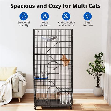 PawGiant 6 Tier Large Cat Cage Playpen 76 Inch Indoor Outdoor