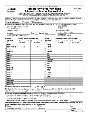 Fillable Online Vehi Electronic Reporting Waiver Form 8508 Sample Pdf