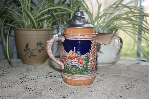 Vintage Gerz Beer Stein With Barmaid Country Scenes Made In Germany Hand Painted German Beer