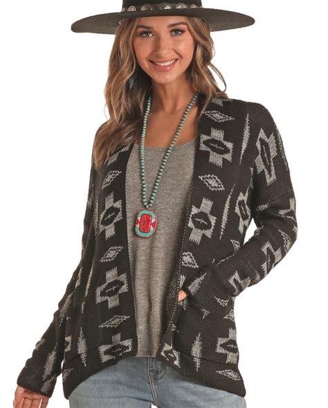 Rock And Roll Cowgirl® Ladies Black Aztec Cardigan Fort Brands