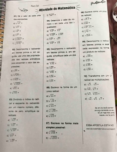 Solved Matematic Aluno A Atividade De Matemática 08 Escreva