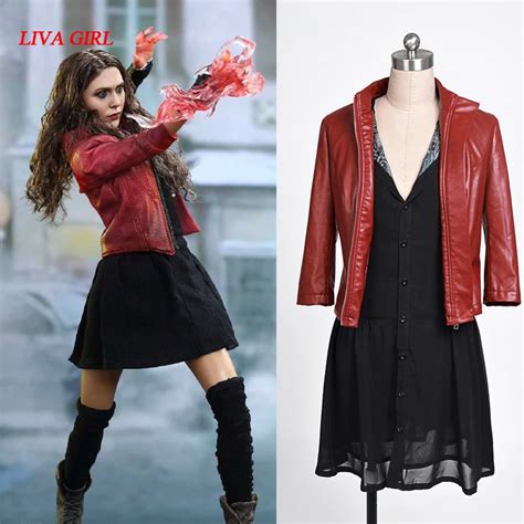 New 2016 The Avengers Scarlet Witch Wanda Maximoff Cosplay Costume Superhero Scarlet Witch