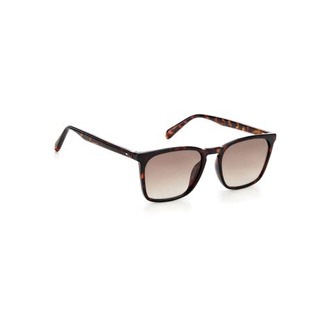 Fossil Brown Shaded Lens Rectangle Sunglass Full Rim Havana Frame