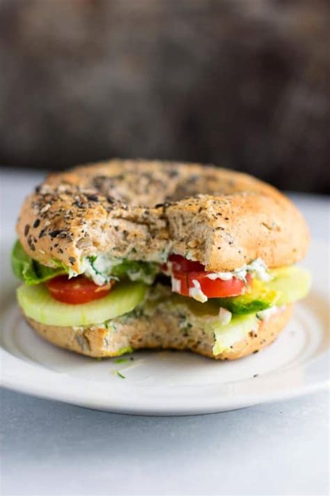 Everything Bagel Veggie Sandwiches With Garlic Dill Cream Cheese