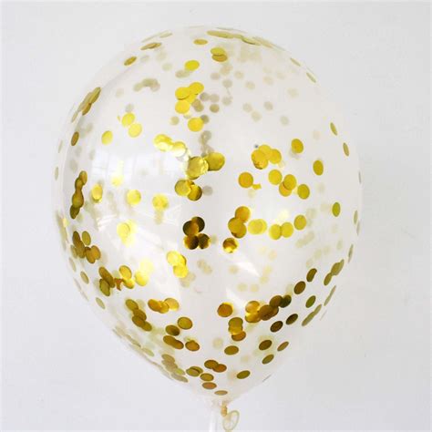 Gold Pre Filled Confetti Balloons 6 Pack Confetti Balloons Clear