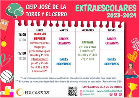 ACTIVIDADES EXTRAESCOLARES DEL PLAN DE FAMILIAS CURSO 23 24 CEIP