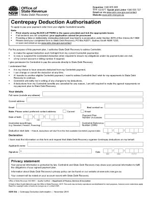 Fillable Online Centrepay Deduction Authorisation Centrepay Deduction