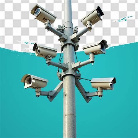 Premium Psd Cctv Cameras On Isolated Poles In A Tech Setting Isolated