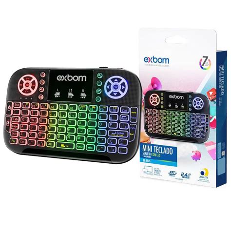 Mini Teclado Sem Fio Para Smart TV Touchpad Led Exbom BK BTI8S Mundoware