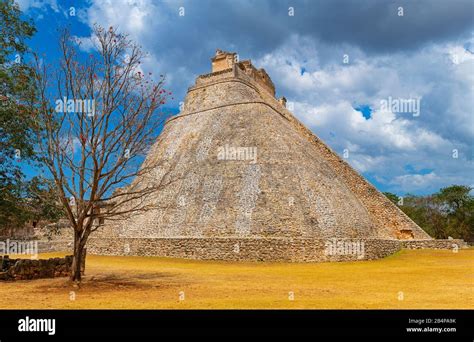 The Majestic Pyramid Of The Magician In The Mayan Archaeological Site