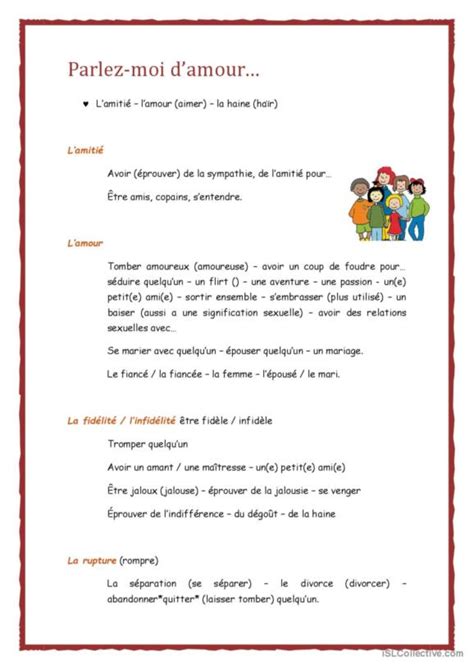 1 Amour amitié Français FLE fiches pedagogiques pdf doc