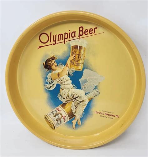 Vintage 13 Across 1972 Olympia Brewing Beer Victorian Lady Metal