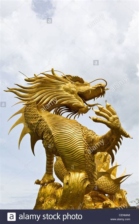 Download This Stock Image Colorful Golden Dragon Statue In Chinese