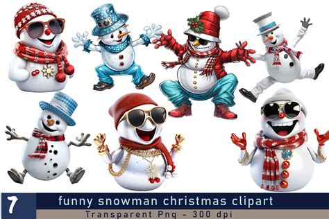 Funny Snowman Clipart Winter Christmas Graphic By Md Shahjahan