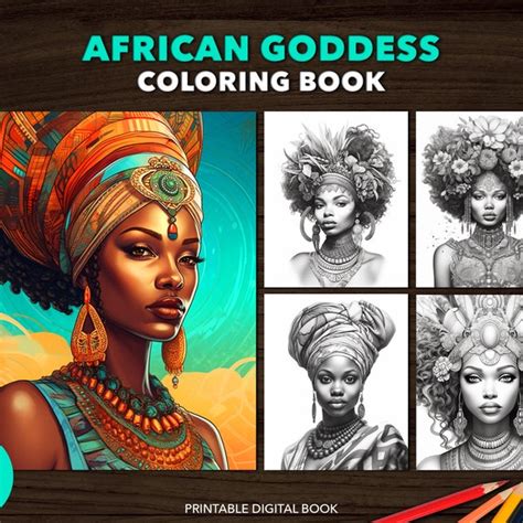 African Goddess Coloring Pages For Coloring Book Etsy