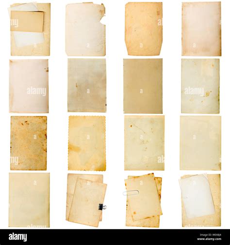 Retro weathered paper collage isolated on white background Stock Photo ...