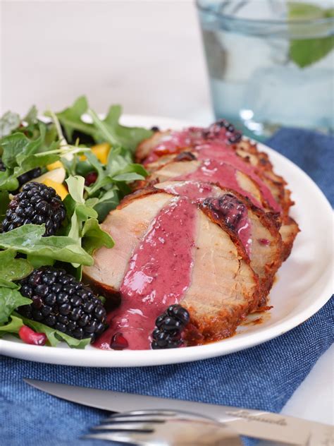 Grilled Pork Tenderloin With Blackberry Sauce And Blackberry Mint Salad Smithfield