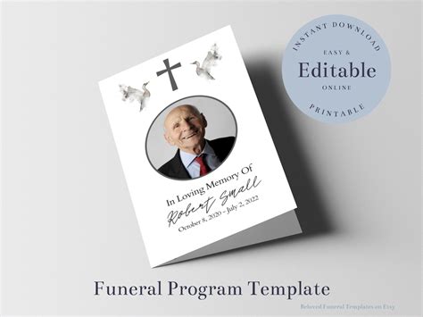 Christian Funeral Program Template With Cross, Obituary Template, in