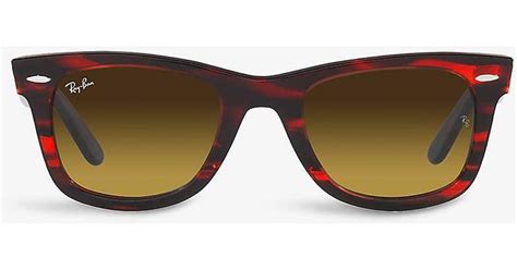 Ray Ban Rb Wayfarer Tortoiseshell Acetate Sunglasses In Red Lyst Uk